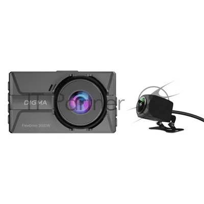 Видеорегистратор Digma FreeDrive 300DW, 2560x1440, 3", с камерой заднего вида, Wi-Fi, G-сенсор, датчик движения