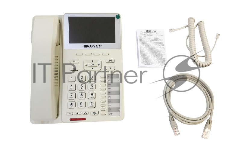Телефон ORIGO IP-телефон с цветным дисплеем 4.3", 1x1000Base-T PoE, 1x1000Base-T, 4 SIP-аккаунта