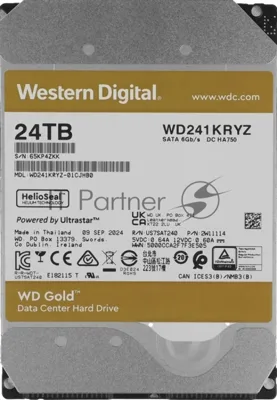 Жесткий диск HDD WD Gold 24Tb 7200rpm SATA 512Mb 3.5"