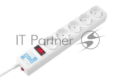 Фильтр-удлинитель, PC 0,5 м 5 р, бел. 10А, SPG-B-0,5M-WHITE
