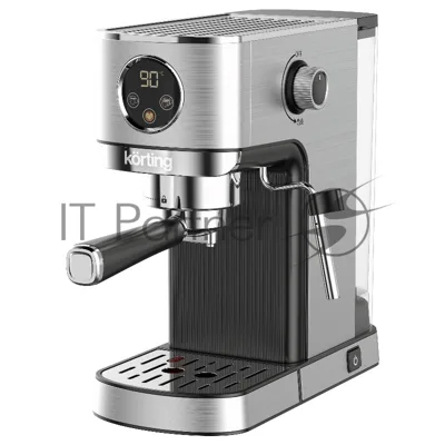 Кофеварка рожковая Korting KCM 1001 EX нержавеющая сталь, молотый, 1.2 л, 1350 Вт, 20 бар