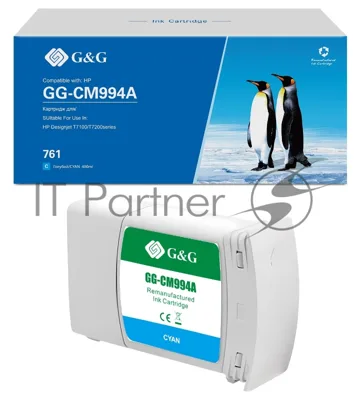 Картридж струйный G&G GG-CM994A 761 голубой (400 мл) для HP Designjet T7100/T7200