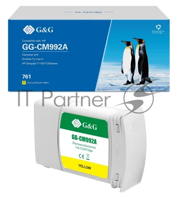 Картридж струйный G&G GG-CM992A 761 желтый (400 мл) для HP Designjet T7100/T7200