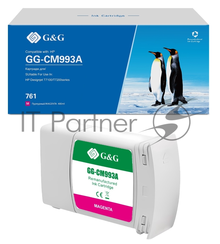 Картридж струйный G&G GG-CM993A 761 пурпурный (400 мл) для HP Designjet T7100/T7200