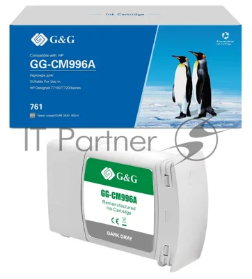 Картридж струйный G&G GG-CM996A 761 темно-серый (400 мл) для HP Designjet T7100/T7200