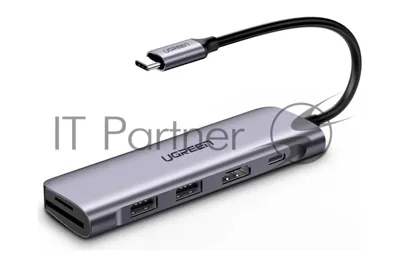 Концентратор USB-хаб UGREEN CM195-70411 Space Gray (70411)
