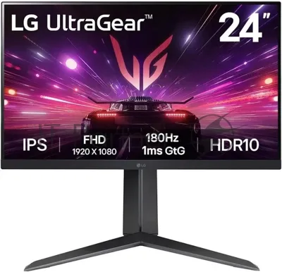 Монитор 23.8" LG UltraGear 24GS65F-B IPS 1920x1080, 180 Гц, 1 мс, 16:9, HDR10, 300 кд/м², DisplayPort, HDMI 2.0, Flicker Free, Low Blue Light, трехсторонний безрамочный дизайн, регулировка по высоте, поворот на 90 градусов, черный