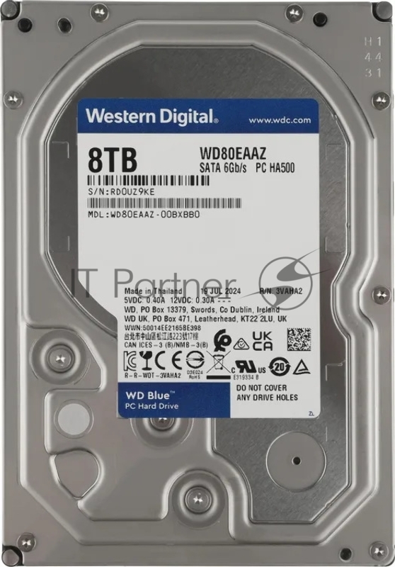 Жесткий диск WD SATA-III 8Tb WD80EAAZ Desktop Blue (5640rpm) 256Mb 3.5"