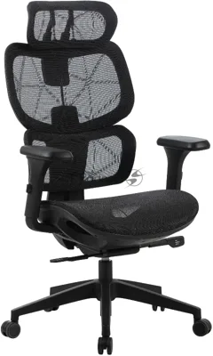 Кресло Cactus CS-MC555-BK черный, сетка, 150 кг, подголовник, регулируемые подлокотники, механизм качания