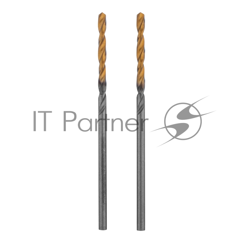 Сверло спиральное по металлу Denzel 2 x 49мм, Р6М5, Golden Tip, 2 шт.