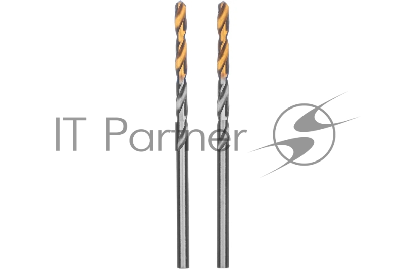 Сверло спиральное по металлу Denzel 3,2 x 65мм, Р6М5, Golden Tip, 2 шт.
