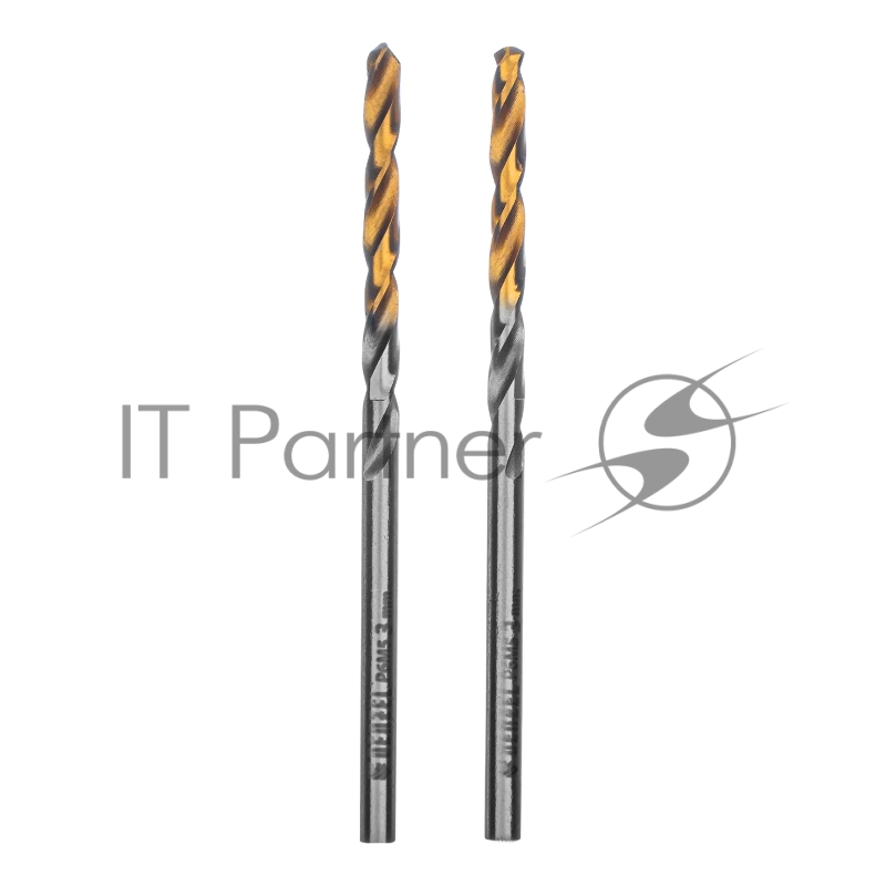 Сверло спиральное по металлу Denzel 3 x 60 мм, Р6М5, Golden Tip, 2 шт.