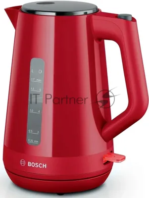 Электрочайник Bosch TWK1M124 красный, 1.7 л, 2400 Вт, скрытый нагревательный элемент
