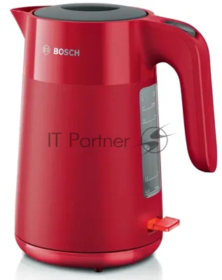 Электрочайник Bosch TWK2M164 красный, 1.7 л, 2400 Вт, скрытый нагревательный элемент