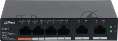 Коммутатор Dahua DH-CS4006-4GT-60, 4×1 Гбит/с + 2×1 Гбит/с Combo, управляемый