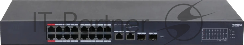 Коммутатор Dahua DH-CS4218-16ET-190, 2×1 Гбит/с + 2×1 Гбит/с Combo + 2×1 Гбит/с SFP, управляемый
