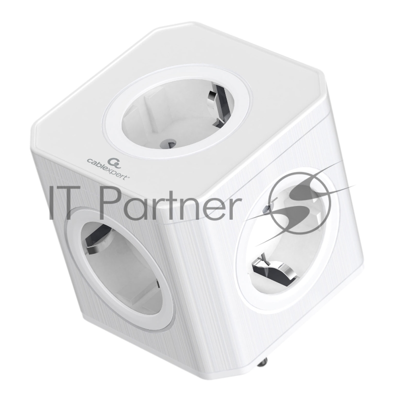 Тройник Cablexpert Tower, CUBE-5-16-W, 5р, 16А, заземл, белый, коробка