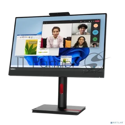 Монитор 23.8" Lenovo TIO24 G5 IPS 1920x1080, 60 Гц, 4 мс, 16:9, 250 кд/м², HDMI, DisplayPort, USB-A, веб-камера, встроенные динамики, Low Blue Light, трехсторонний безрамочный дизайн, регулировка по высоте, поворот на 90 градусов, черный