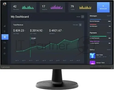 Монитор 23.8" Lenovo ThinkVision C24-40 VA 1920x1080, 75 Гц, 4 мс, 16:9, 250 кд/м2, 1xHDMI, 1xVGA, 1x3.5 мм, черный