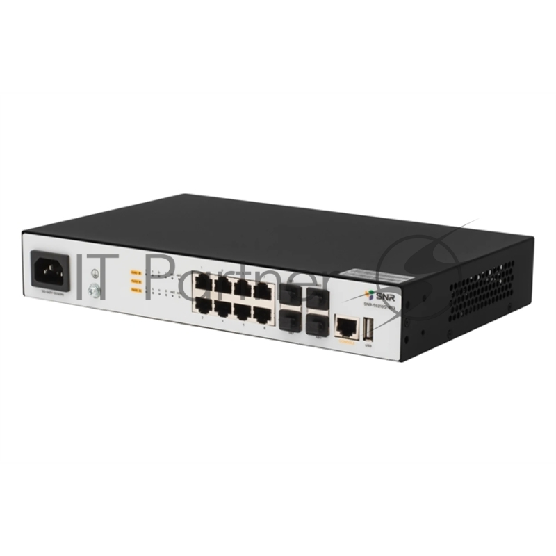 Управляемый коммутатор уровня SNR 2+, 8 портов 10/100/1000Base-T, 4 порта 1/10G SFP+, встроенный БП ~220V AC
