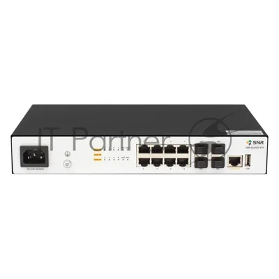 Коммутатор SNR SNR-S5210G-8TX, 8×1 Гбит/с + 4×10 Гбит/с SFP+, управляемый