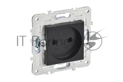 Розетка SKANDY 10А без заземл. без защ. шторок SK-R02Bl черный IEK SK-R10-10-K02