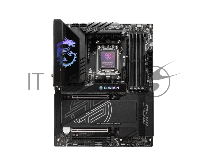 Материнская плата MSI MPG X870E CARBON WIFI, AM5, AMD X870E, 4xDDR5, 4xSATA, 4xM.2, 1xPCIe 5.0 x16, HDMI, USB Type-C, 2x5Gb LAN, 2x3.5 мм, 7.1, ATX
