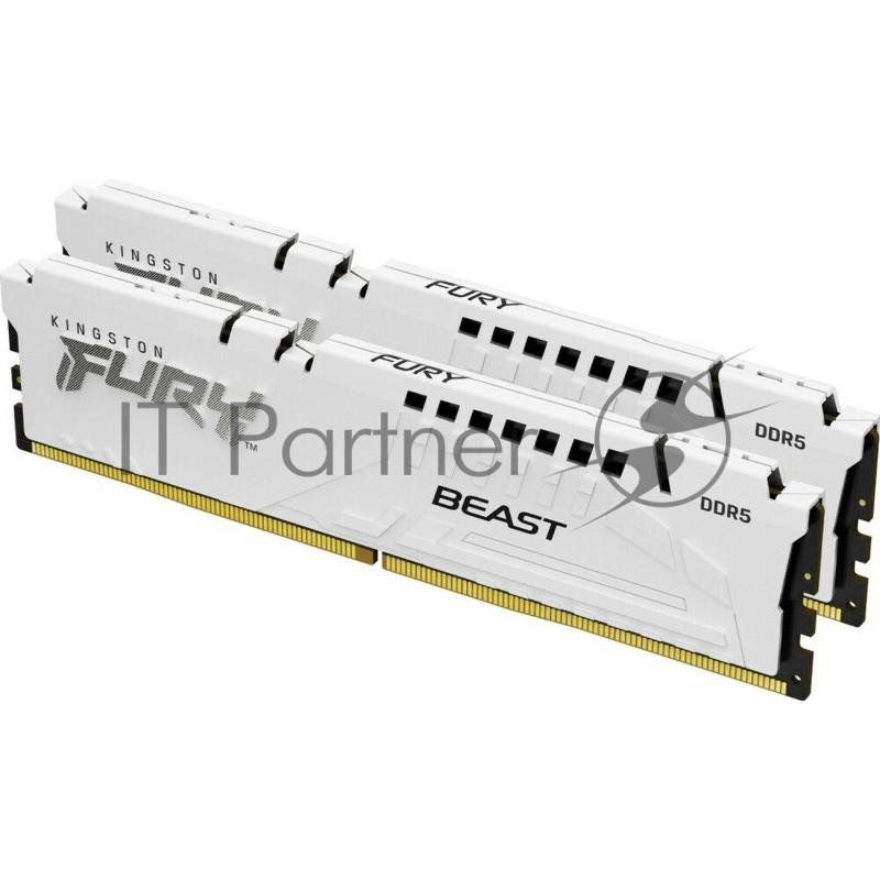 Оперативная память Kingston Fury Beast, DDR5, 32Gb (2x16GB), 6000MHz, CL36, DIMM, с радиаторами, белый