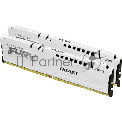 Оперативная память Kingston Fury Beast, DDR5, 32Gb (2x16GB), 6000MHz, CL36, DIMM, с радиаторами, белый