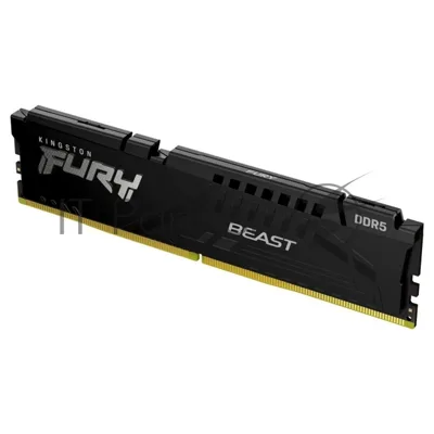 Оперативная память Kingston Fury Beast, DDR5, 32Gb (1x32GB), 6400MHz, CL32, DIMM, радиатор, черный