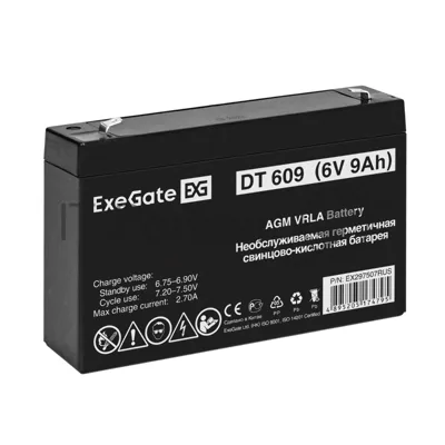 Аккумуляторная батарея ExeGate DT 609 (6V 9Ah, клеммы F2)