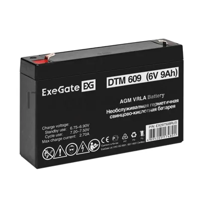 Аккумуляторная батарея ExeGate DTM 609 (6V 9Ah, клеммы F2)