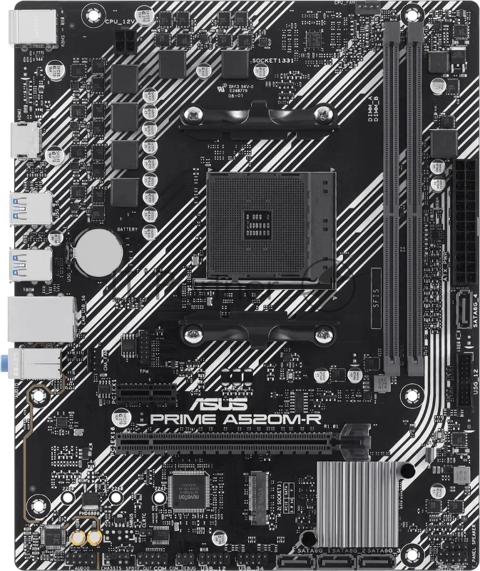 Материнская плата ASUS PRIME A520M-R, AM4, AMD A520, 2xDDR4, 4xSATA, 1xM.2, 1xPCIe 3.0 x16, HDMI, 1x1Gb LAN, 3x3.5 мм, 7.1, microATX