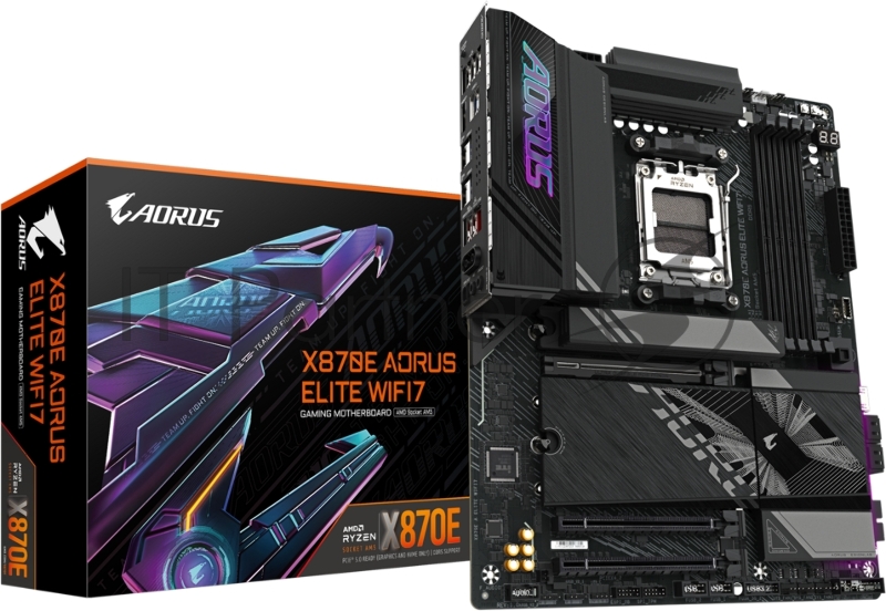 Материнская плата Gigabyte X870E AORUS ELITE WIFI7, AM5, AMD X870E, 4xDDR5, 4xSATA, 4xM.2, 1xPCIe 5.0 x16, 2xPCIe 4.0 x4, HDMI, 1x2.5Gb LAN, USB Type-C, 2x3.5 мм, 7.1, ATX