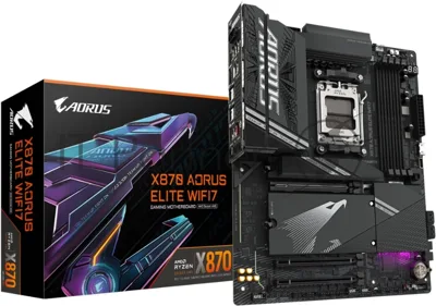 Материнская плата GIGABYTE X870 AORUS ELITE WIFI7, AM5, AMD X870, 4xDDR5, 4xSATA, 4xM.2, 1xPCIe 5.0 x16, HDMI, USB Type-C, 1x2.5Gb LAN, 2x3.5 мм, 7.1, ATX