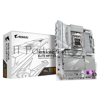 Материнская плата Gigabyte X870 AORUS ELITE WIFI7 ICE, AM5, AMD X870, 4xDDR5, 4xSATA, 4xM.2, 1xPCIe 5.0 x16, 1xPCIe 4.0 x4, HDMI, 1x2.5Gb LAN, USB Type-C, 2x3.5 мм, 7.1, ATX