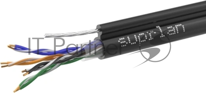 Кабель витая пара U/UTP кат.5E 4х2х24AWG solid Cu PE Out. T-FG8 Premium трос 305м (м) SUPRLAN 01-0308-1