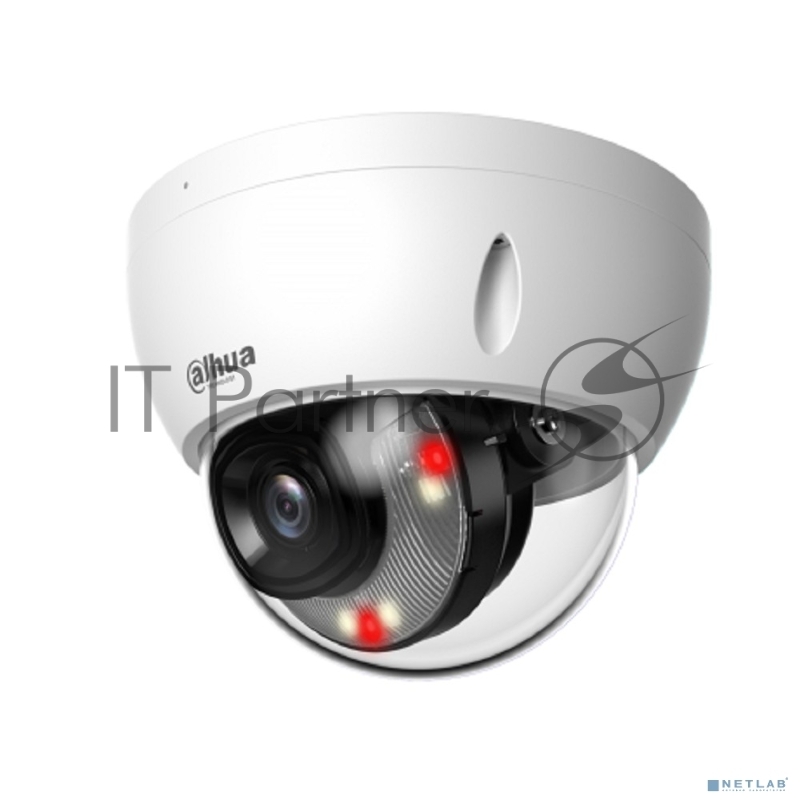 Уличная купольная IP-видеокамера Dahua DH-IPC-HDBW2849EP-S-IL-0280B SmartDualLight 8Мп, 1/2.7” CMOS, объектив 2.8мм, видеоаналитика, микрофон, ИК 30м, LED 30м, P67, IK10, металл