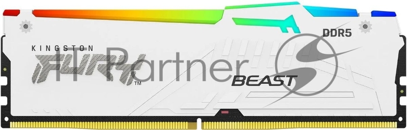 Оперативная память Kingston Fury Beast, DDR5, 32Gb (1x32Gb), 5600MHz, CL40, DIMM, с радиаторами, RGb, белый