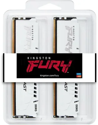 Оперативная память Kingston Fury Beast, DDR5, 64Gb (2x32GB), 5200MHz, CL40, DIMM, с радиаторами, белый