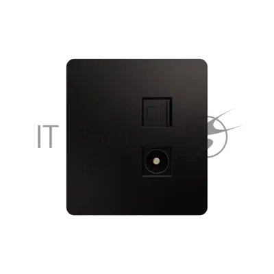 Розетка телевизионная Kranz ROUND компьютерная RJ45 кат6 + TV с/у оникс