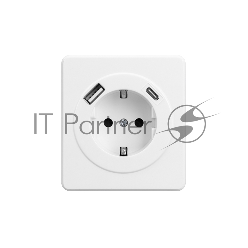 Розетка Kranz ROUND 1-ая с/з с/у з/ш 16А с USB A+C быстрой зарядки 5В/3А перламутр