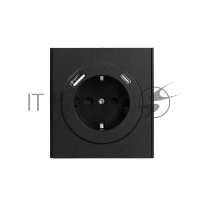 Розетка Kranz STRONG 1-ая с/з с/у з/ш 16А с USB A+C быстрой зарядки 5В/3А антрацит