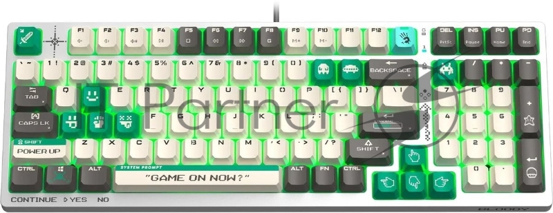 Клавиатура проводная A4Tech Bloody S98 Pixels Green USB белый/бежевый