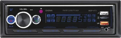 Автомагнитола Digma MCP-413, 1 DIN, Bluetooth, USB Type-A, AUX, пульт ДУ