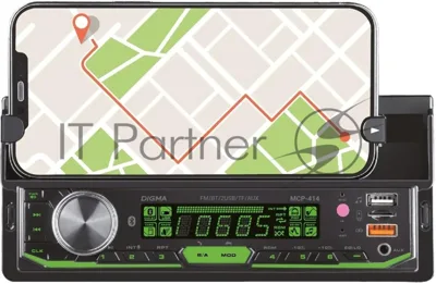 Автомагнитола Digma MCP-414, 1 DIN, Bluetooth, USB Type-A, AUX, пульт ДУ