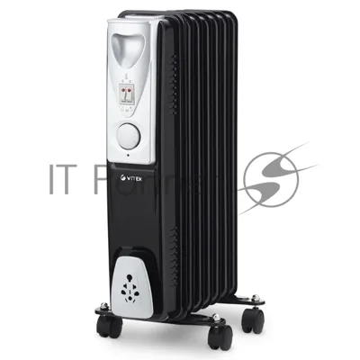 Радиатор масляный Vitek VT-1717 черный, монолитный, 15 м², 1500 Вт, термостат