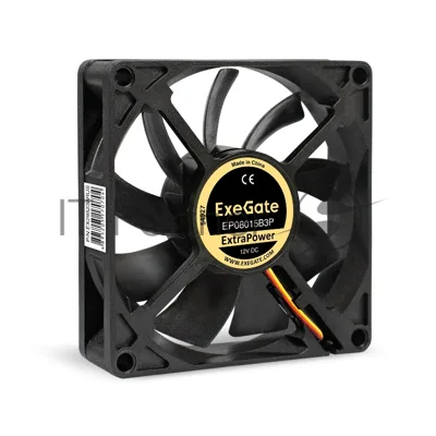 Вентилятор для корпуса ExeGate ExtraPower EP08015B3P черный, 80 мм, 2600 об/мин, 26 дБ, 3 pin