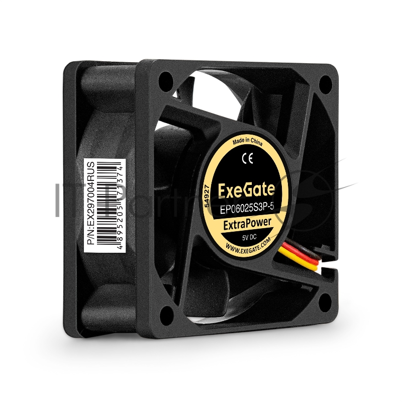 Вентилятор для корпуса ExeGate ExtraPower EP06025S3P-5 черный, 60 мм, 4800 об/мин, 33.5 дБ, 3 pin