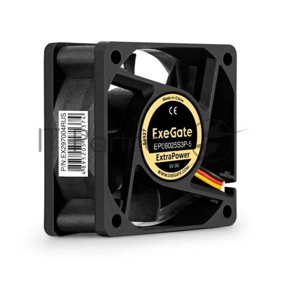 Вентилятор для корпуса ExeGate ExtraPower EP06025S3P-5 черный, 60 мм, 4800 об/мин, 33.5 дБ, 3 pin